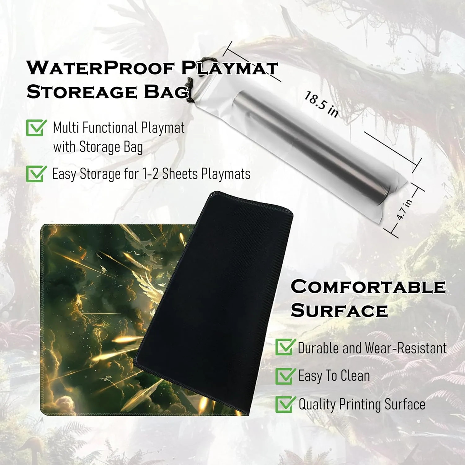 MTG Playmat 24” x 14”, Unique Art Playmat with Zones, Fits MTG Foundations, Poké, TCG, Yu-Gi-Oh!, Lorcana & Middle Earth Card Mat, Ultra Pro Quality, Free Storage Bag (Blade of Goldnight)