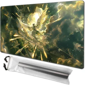 MTG Playmat 24” x 14”, Unique Art Playmat with Zones, Fits MTG Foundations, Poké, TCG, Yu-Gi-Oh!, Lorcana & Middle Earth Card Mat, Ultra Pro Quality, Free Storage Bag (Blade of Goldnight)