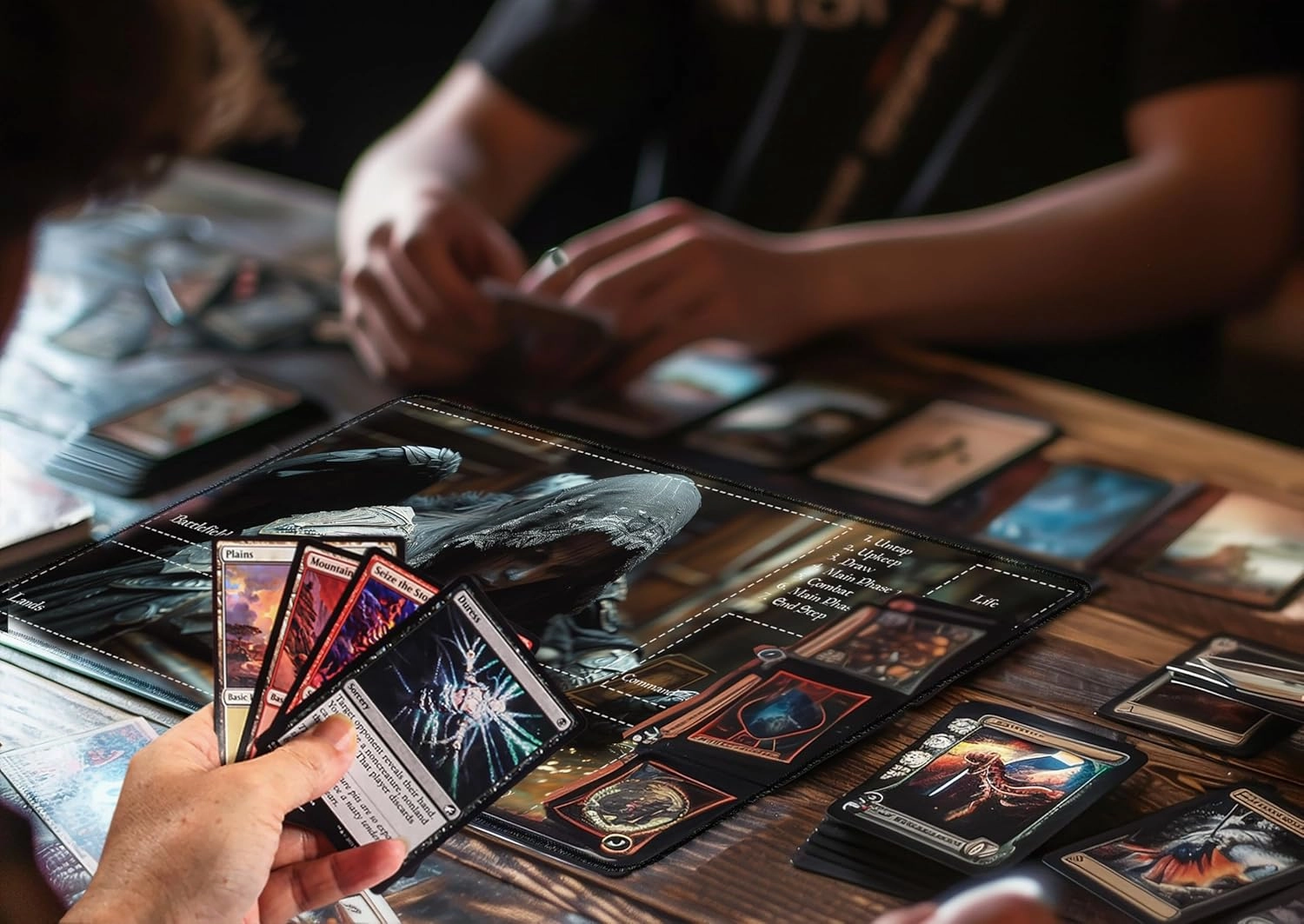 MTG Playmat 24” x 14” – MTG Unique Artwork Playmat with Zones, Fits MTG Foundations, Poké, TCG, Yu-Gi-Oh!, Lorcana & Middle Earth Card Mat, Ultra Pro Quality, Free Storage Bag (The Painter)