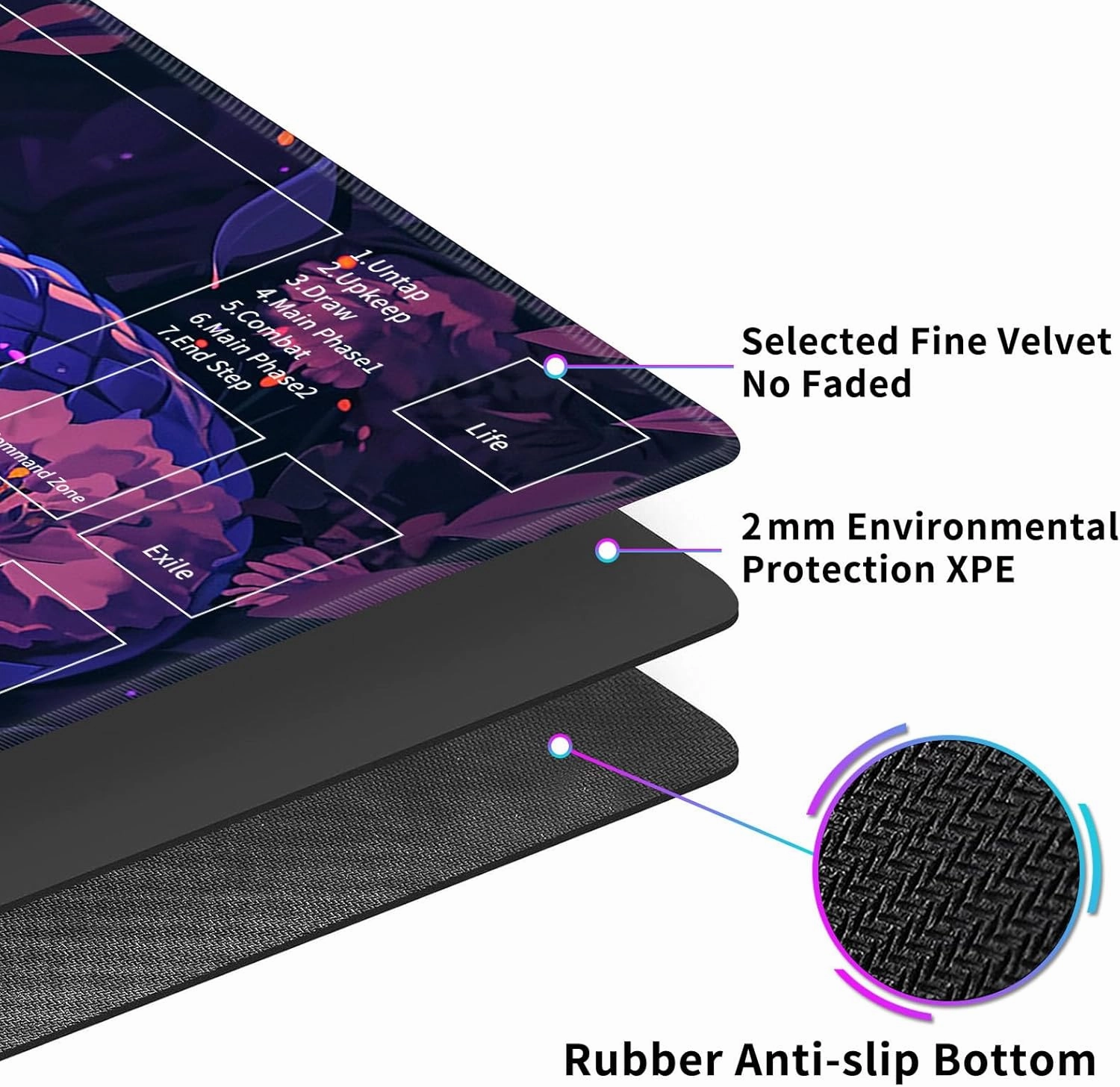 MTG Playmats for Magic The Gathering-Play Mat,Game Play Mat for MTG TCG 24" x 14" Board Game Card Game Trading Card Game Play Mat with Zones&Storage Bag,Mousepad Desk Mats,Purple Snake Flower