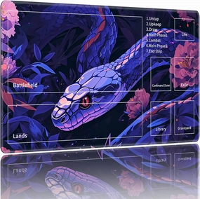 MTG Playmats for Magic The Gathering-Play Mat,Game Play Mat for MTG TCG 24" x 14" Board Game Card Game Trading Card Game Play Mat with Zones&Storage Bag,Mousepad Desk Mats,Purple Snake Flower