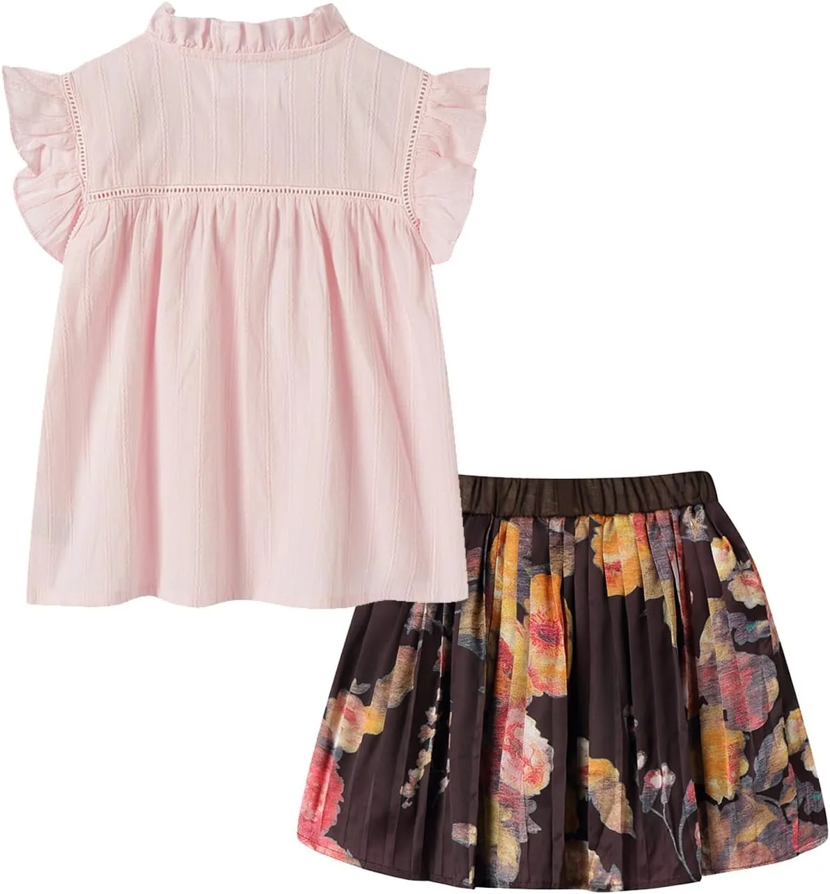 Mud Kingdom Beautiful Girl Skirt Set Floral Ruffle Sleeveless Summer Casual Clothing