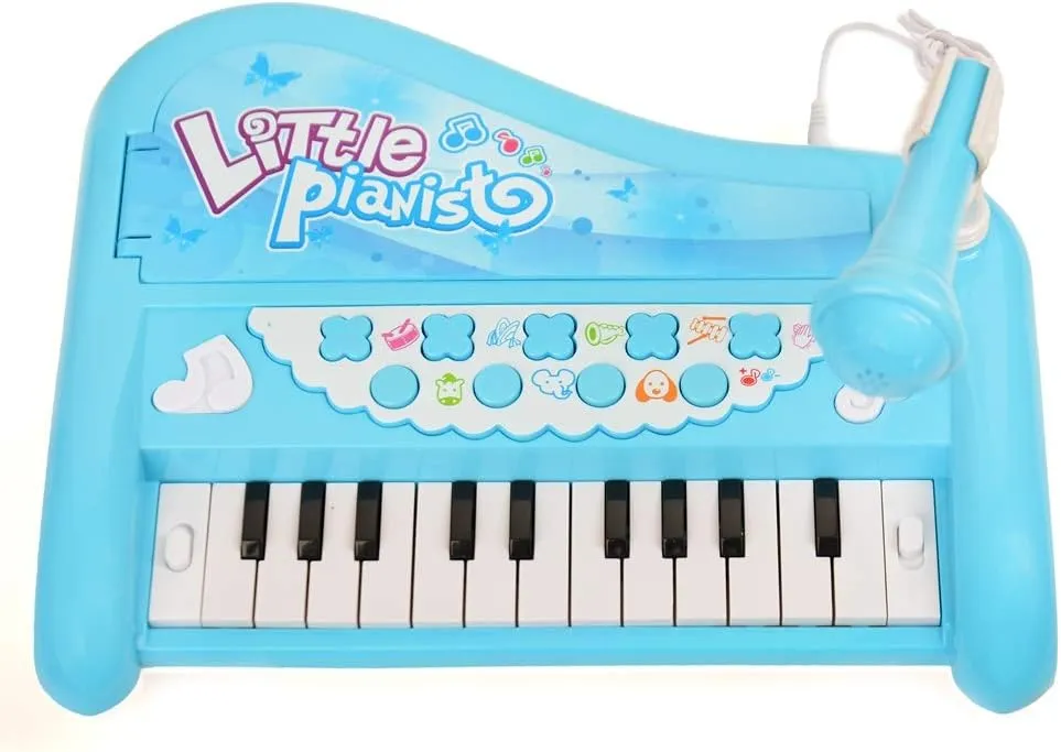 Multifunctional Toy Piano Keyboard - 5 Instrument Sounds, 3 Animal Sounds, Adjustable Microphone for Kids, Children Birthday