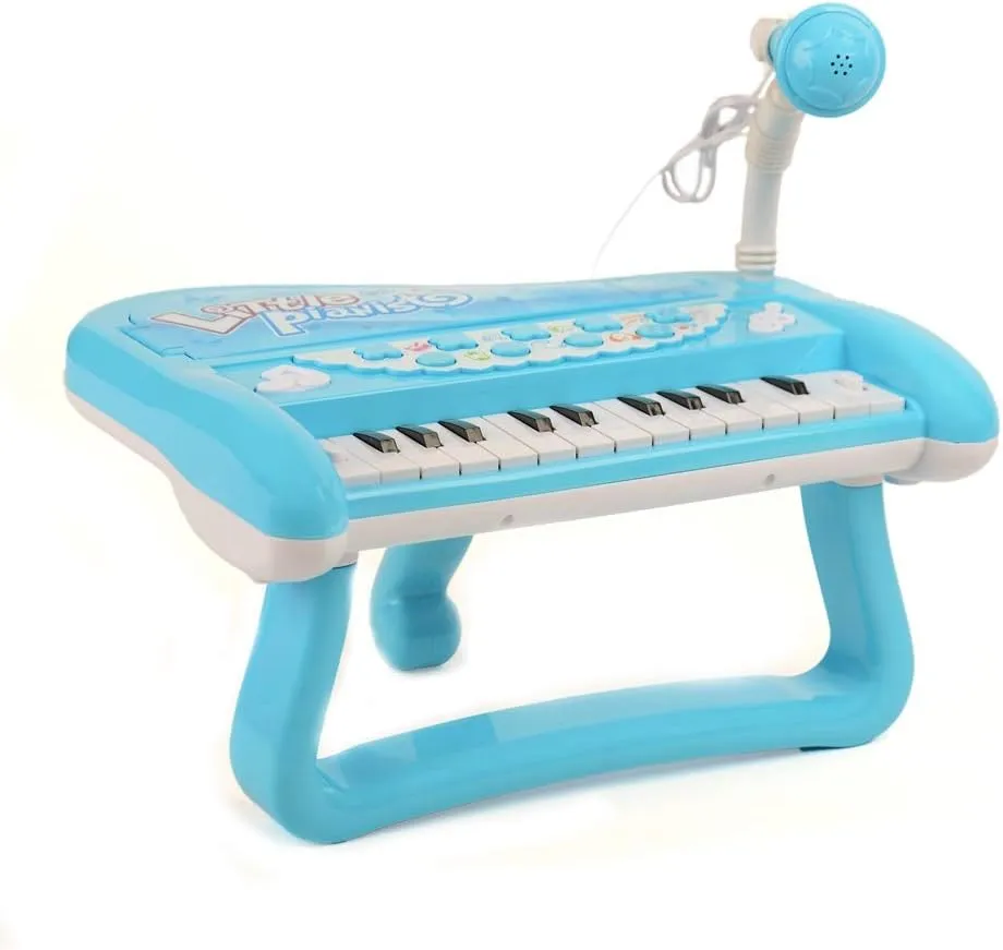 Multifunctional Toy Piano Keyboard - 5 Instrument Sounds, 3 Animal Sounds, Adjustable Microphone for Kids, Children Birthday