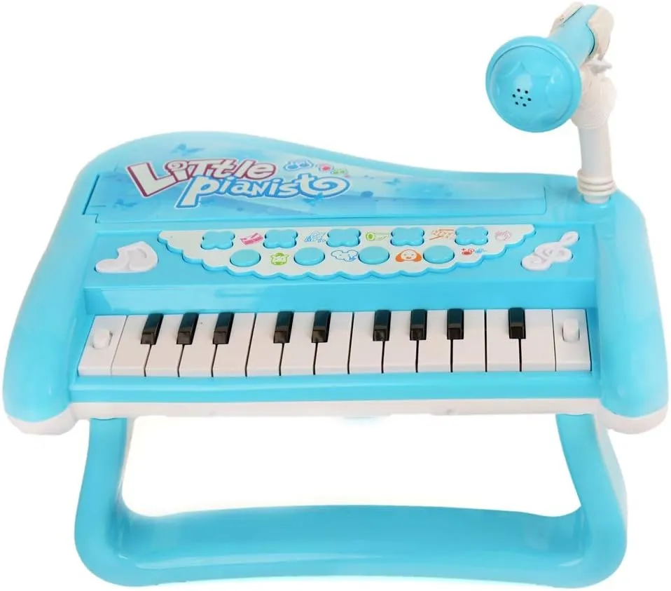 Multifunctional Toy Piano Keyboard - 5 Instrument Sounds, 3 Animal Sounds, Adjustable Microphone for Kids, Children Birthday