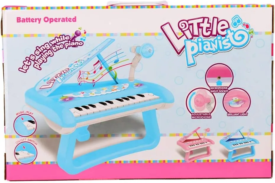 Multifunctional Toy Piano Keyboard - 5 Instrument Sounds, 3 Animal Sounds, Adjustable Microphone for Kids, Children Birthday