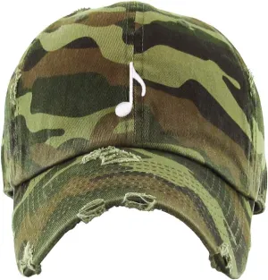 Music Note Vintage Baseball Cap Embroidered Cotton Adjustable Distressed Dad Hat