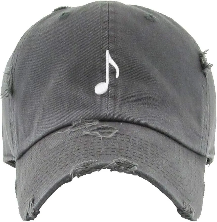 Music Note Vintage Baseball Cap Embroidered Cotton Adjustable Distressed Dad Hat