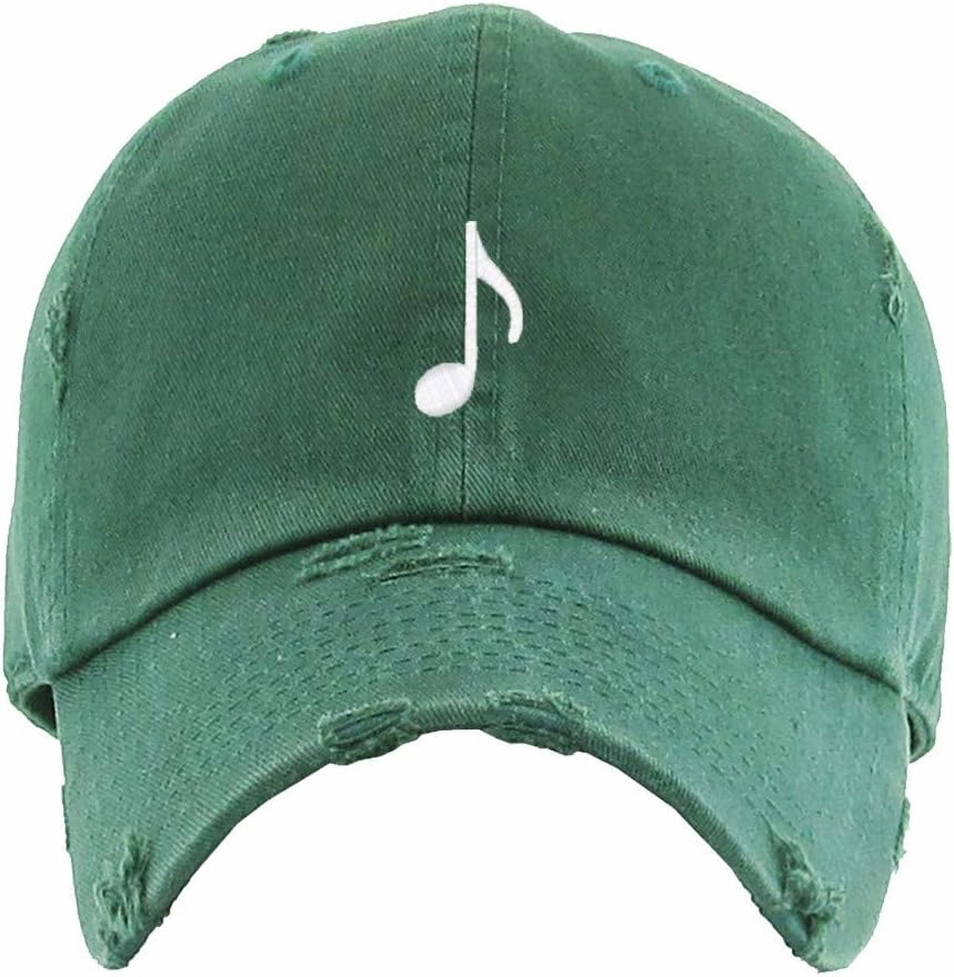 Music Note Vintage Baseball Cap Embroidered Cotton Adjustable Distressed Dad Hat