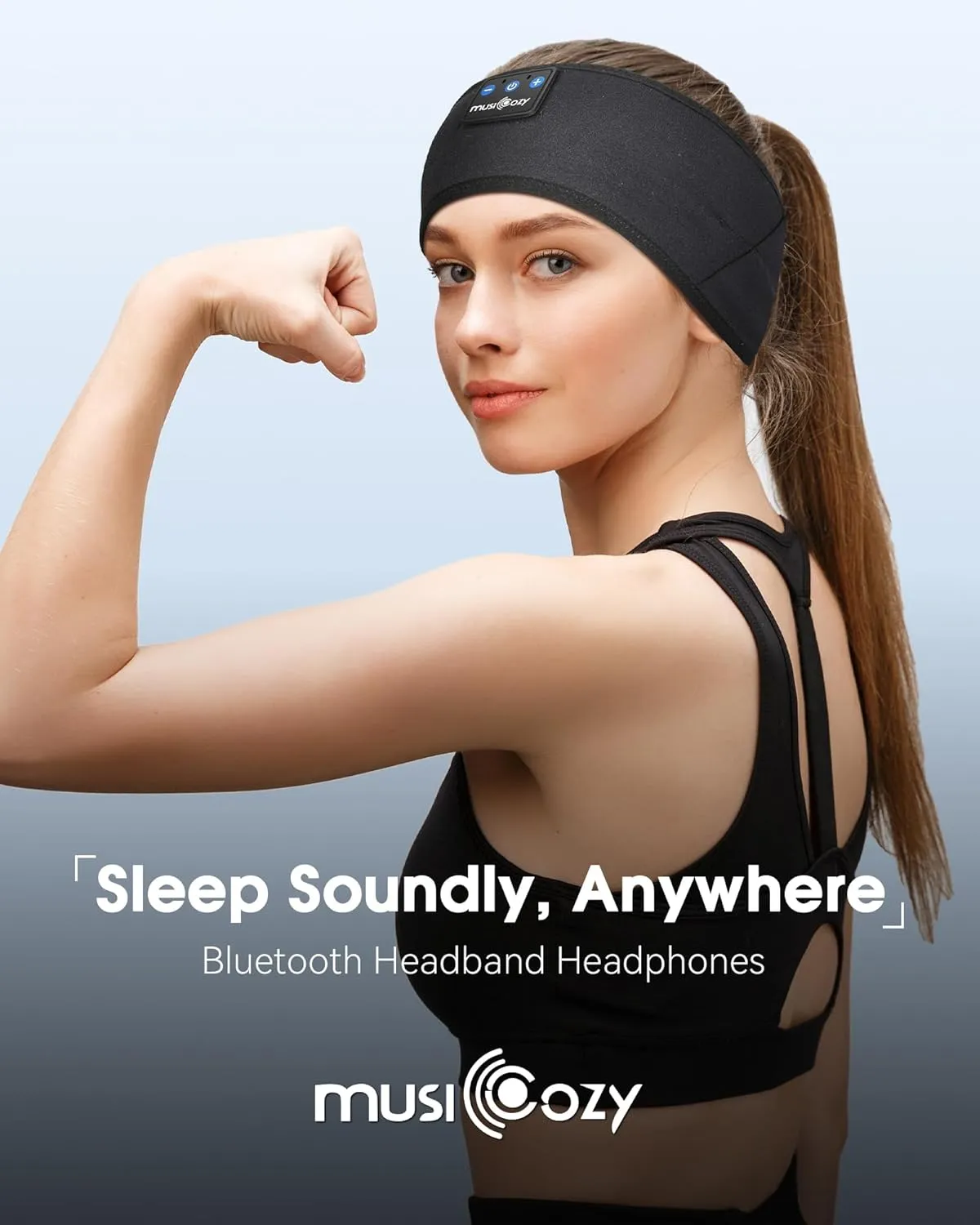 MUSICOZY Sleep Headphones Headband, Wireless Earbuds Earphones Sweat Resistant with Ultra-Thin HD Stereo Speaker, Bluetooth 5.4 for Workout Running Cool Gadgets Unique Gifts