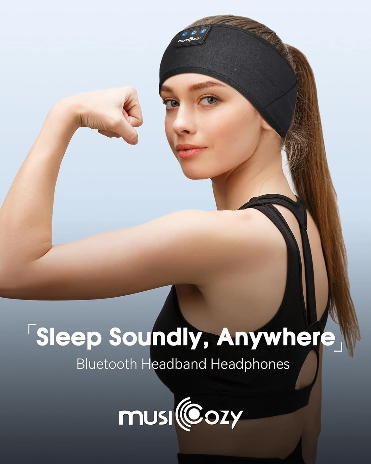 MUSICOZY Sleep Headphones Headband, Wireless Earbuds Earphones Sweat Resistant with Ultra-Thin HD Stereo Speaker, Bluetooth 5.4 for Workout Running Cool Gadgets Unique Gifts