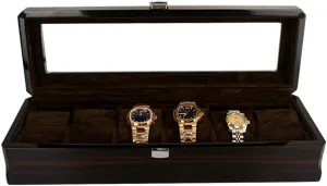 MUSUMI Watch Case Watch Jewelry Storage Box Spray Paint Transparent Glass Wooden Display Box (Color : Black, Size : 36.5x12x8.5cm) (Black 36.5x12x8.5cm)