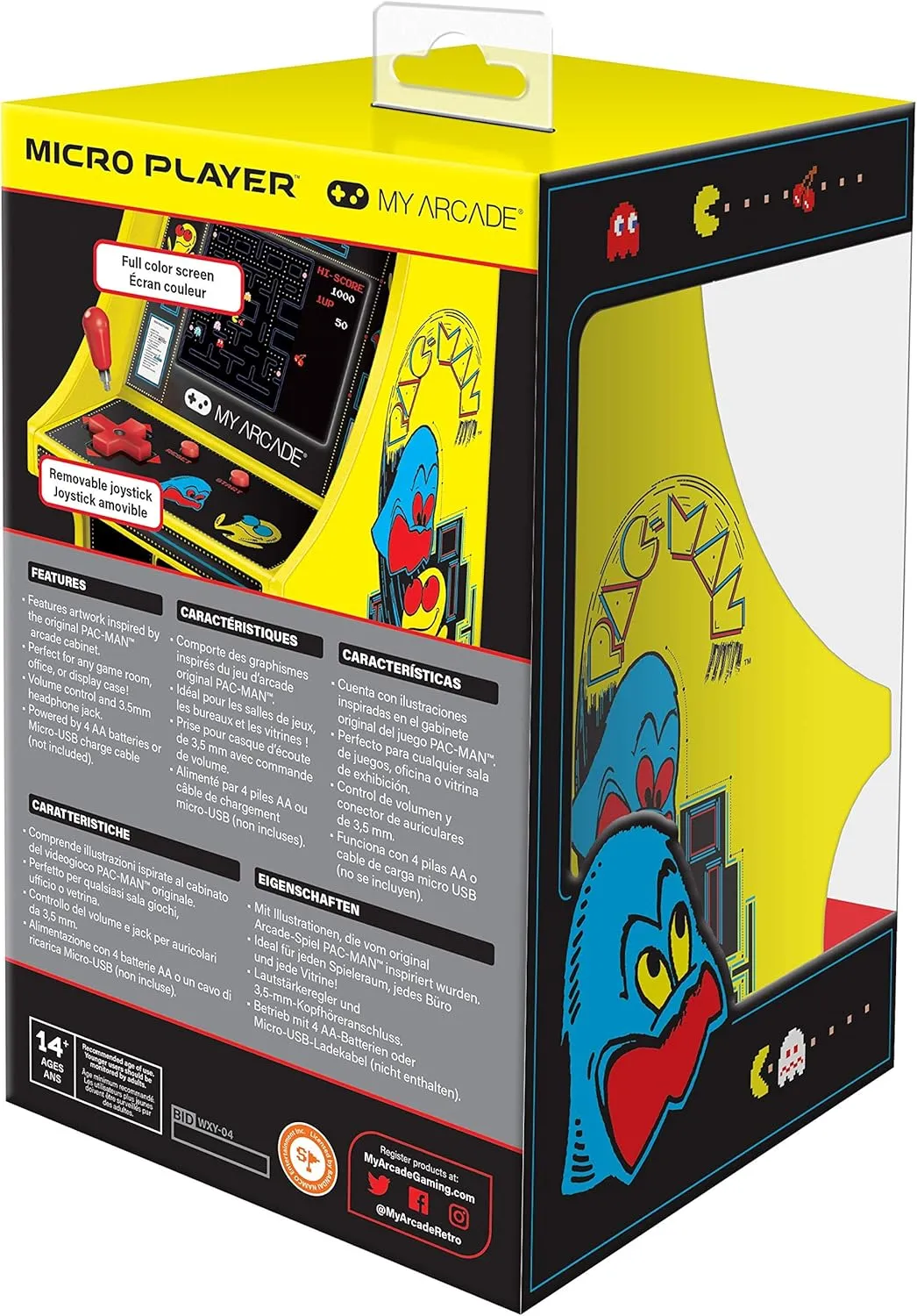 My Arcade DGUNL-3220 Micro Player Mini Arcade Machine Pac-Man Video Game, Fully Playable,6.75 Inch Collectible,Color Display, Speaker,Volume Buttons, Headphone Jack,Battery or Micro USB Powered, Black