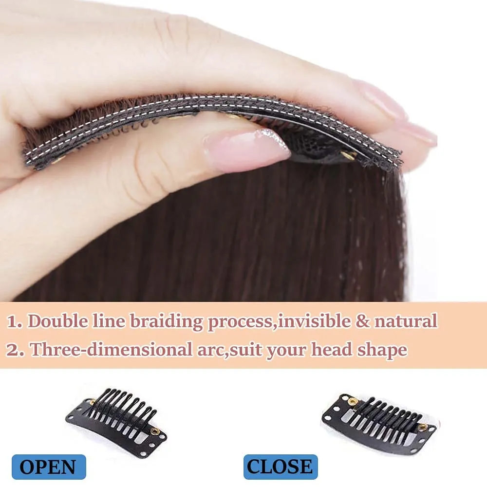 MY-LADY 2PCS Invisible Clip in Mini Hair Extensions for Short Hair Wiglets Hairpieces for Thinning Hair 6 Inch Natural Black Short Extension Hair Clips Real Hair