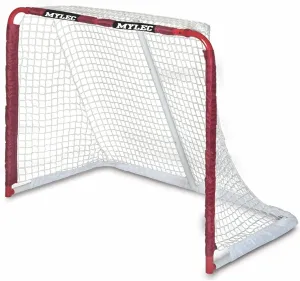 Mylec Steel Junior Hockey Goal for Indoor   Outdoor (52” x 43”), Easy Assembly, Lightweight, Portable, and Net Weave System (Red, 17 Pounds)