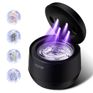 MySmile Ultrasonic Retainer Cleaner, 200ML Denture Cleaner, 45kHz Retainer Cleaner Machine with Digital Timer for Dentures, Aligner, Mouth Guards, Portable Sonic Cleaning Pod for Home, Travel