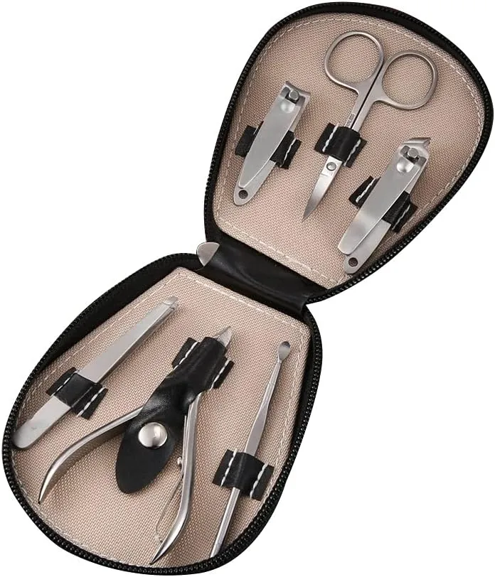 Nail Clippers Kit Stainless Steel Manicure Clippers Nail Clippers Set Portable 8 Pieces Red Man and Woman Nail Scissors Set (Red)