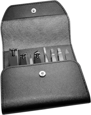 Nail Clippers Set Manicure Pedicure Personal Care Set Man Built in Nail File Portable Nail Clippers 8 Pieces Black Home Use