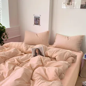 Nanko Peach Coral Queen Size Comforter Set, Soft Microfiber Down Alternative Duvet Insert, Modern Farmhouse Neutral Spring Decor Bedding Sets Bed in a Bag for Women Men Teen Girls, 90 x 90 inch 3pcs