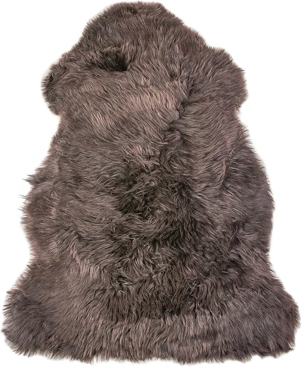 Natural Milan Genuine Sheepskin Area Rugs with Thick and Lush Pile, Fluffy Sheep Fur Rug with Anti-Skid Backing for Bedroom Living Room, Single Pelt, Chocolate 2 ft x 3 ft