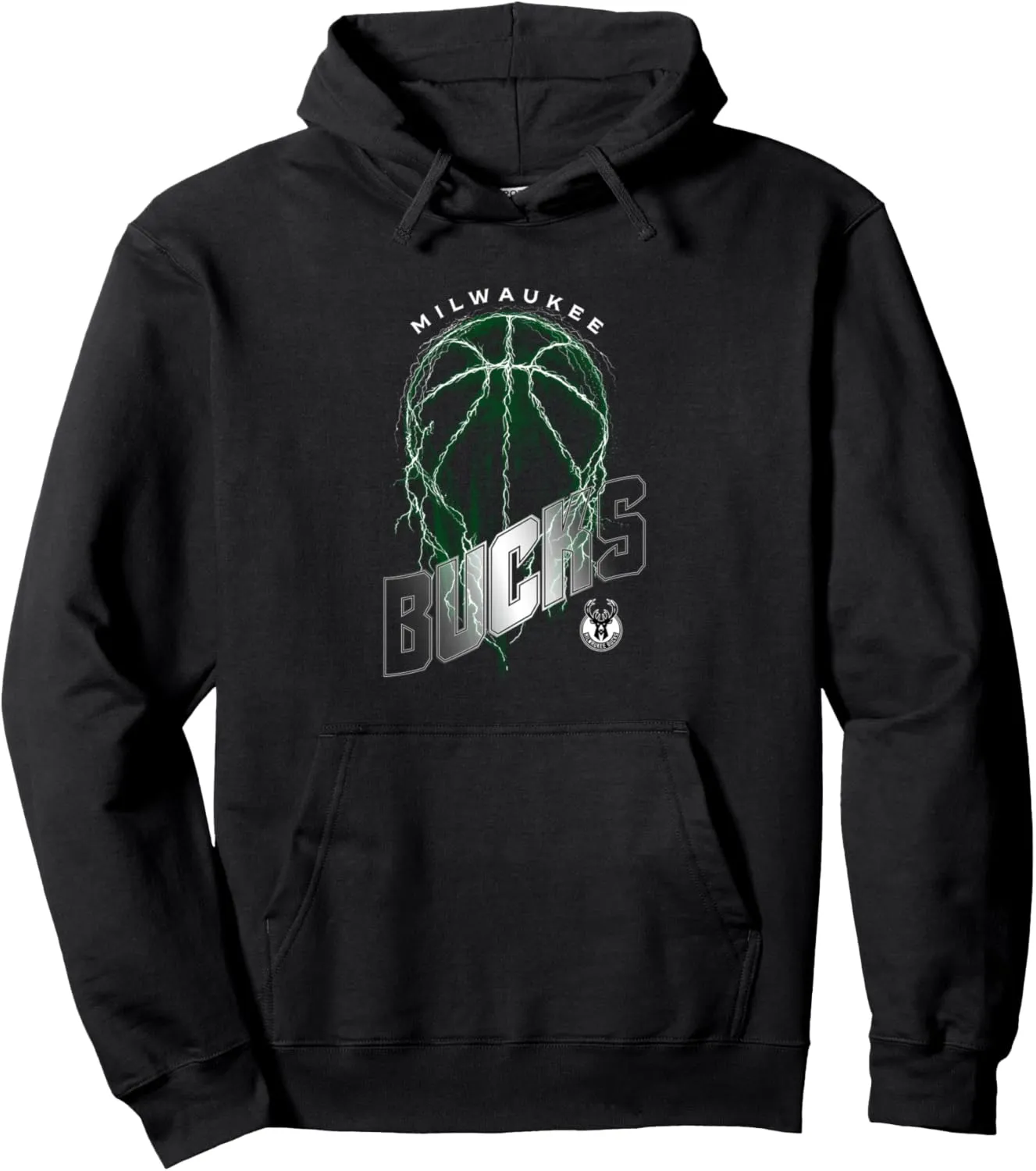 NBA Milwaukee Bucks Lightning Bolt Basketball Logo Pullover Hoodie