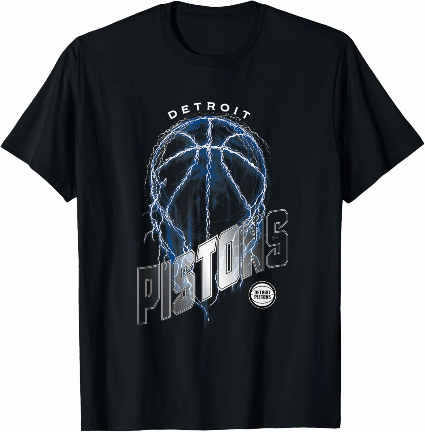 NBA Detroit Pistons Lightning Bolt Basketball Logo T-Shirt