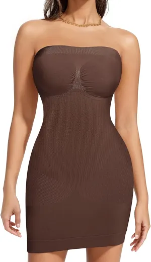 Nebility Strapless Shapewear Slip for Women Tummy Control Body Shaper Under Dress Seamless Lingerie with Removable Straps