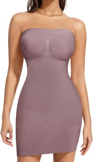 Nebility Strapless Shapewear Slip for Women Tummy Control Body Shaper Under Dress Seamless Lingerie with Removable Straps