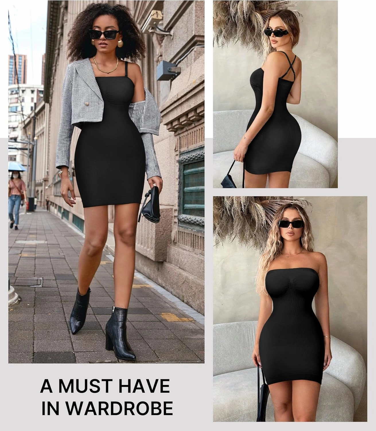 Nebility Strapless Shapewear Slip for Women Tummy Control Body Shaper Under Dress Seamless Lingerie with Removable Straps