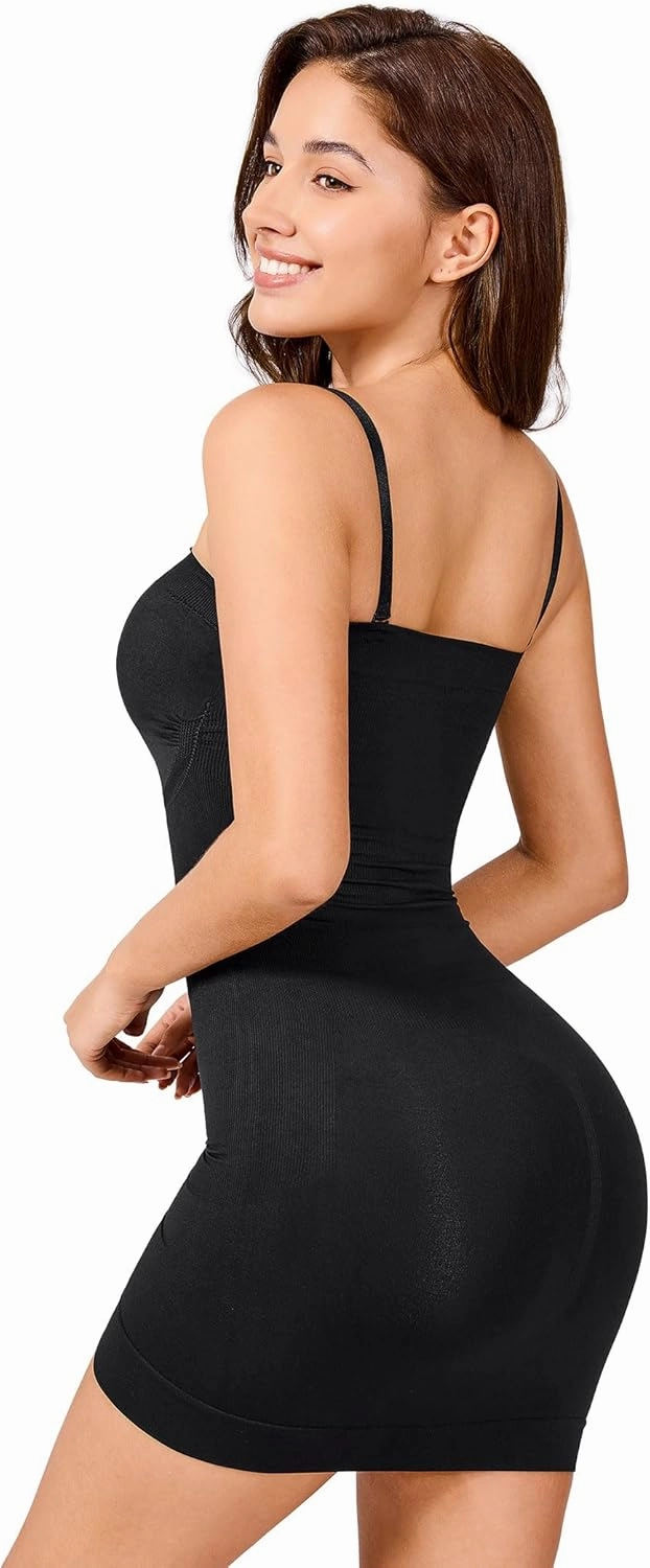 Nebility Strapless Shapewear Slip for Women Tummy Control Body Shaper Under Dress Seamless Lingerie with Removable Straps