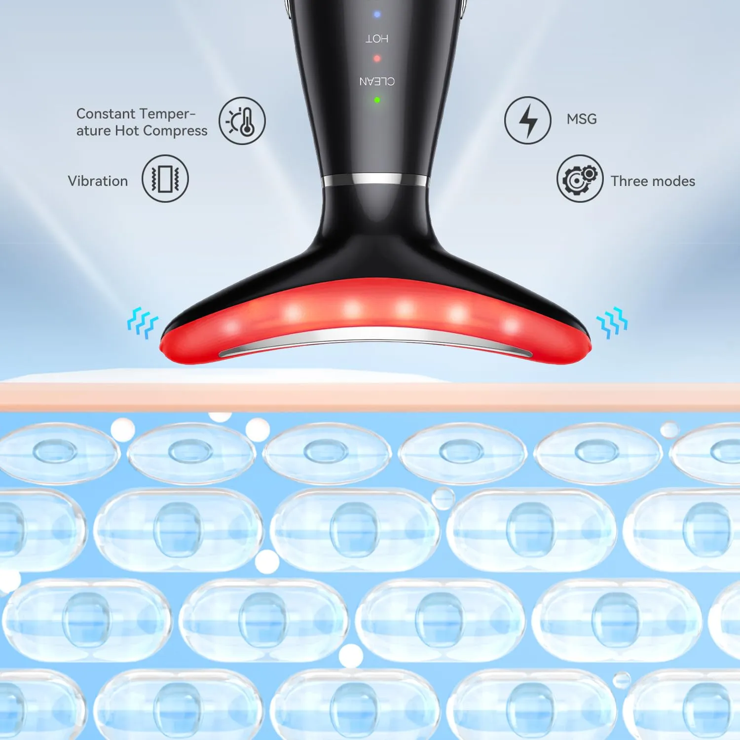 Neck Face Massager, 3-in-1 Portable Facial Massager, Face Sculpting Tool(Black)