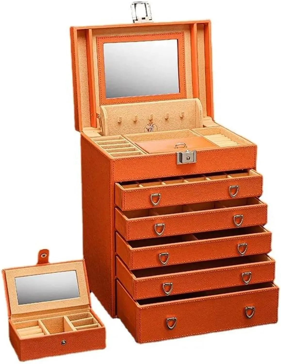 Necklace Organiser Organizer Bangles Tray Display Portable Women Accessories Storage Drawer Jewelry Box Velvet Ring Necklace Earrings Jewelry Boxes（27*19*33cm） Earring Jewellery Box Necklace Jewellery