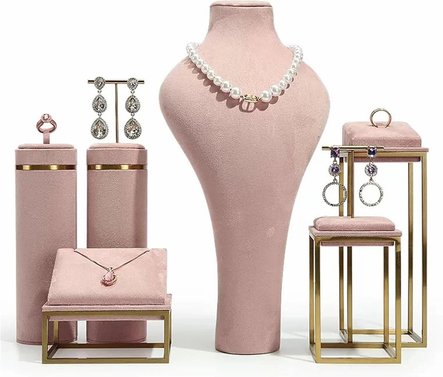 Necklace Display Holder Jewelry Display Set for Selling Necklaces, Pendants, Earrings, and Chains, 6 Pcs Necklace Bust Mannequin for Boutique, Retail, Small Business, Trade Show Jewellery Stand Holder