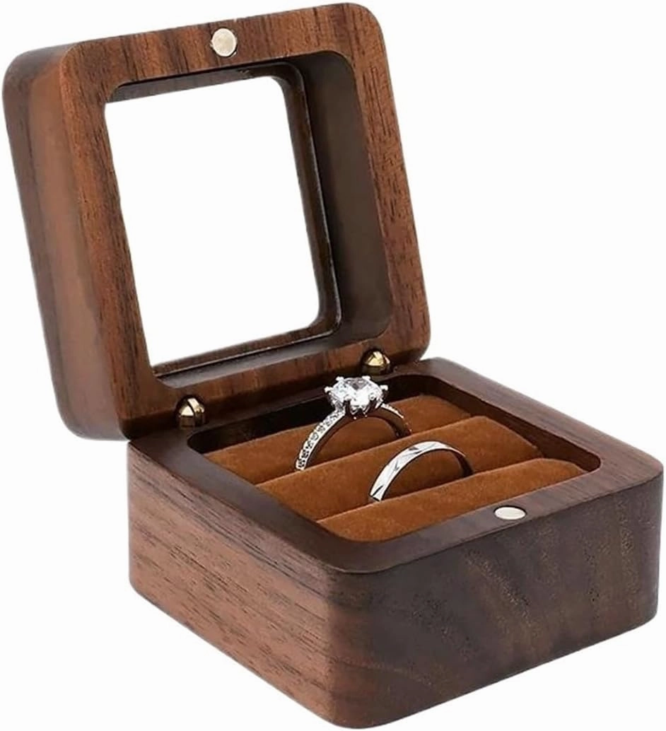 Necklace Organiser Pendant Necklace Ring Earring Display Packaging Case With Velvet Real Walnut Wood Jewellery Box Earring Jewellery Box Necklace Jewellery Box(Type-E)
