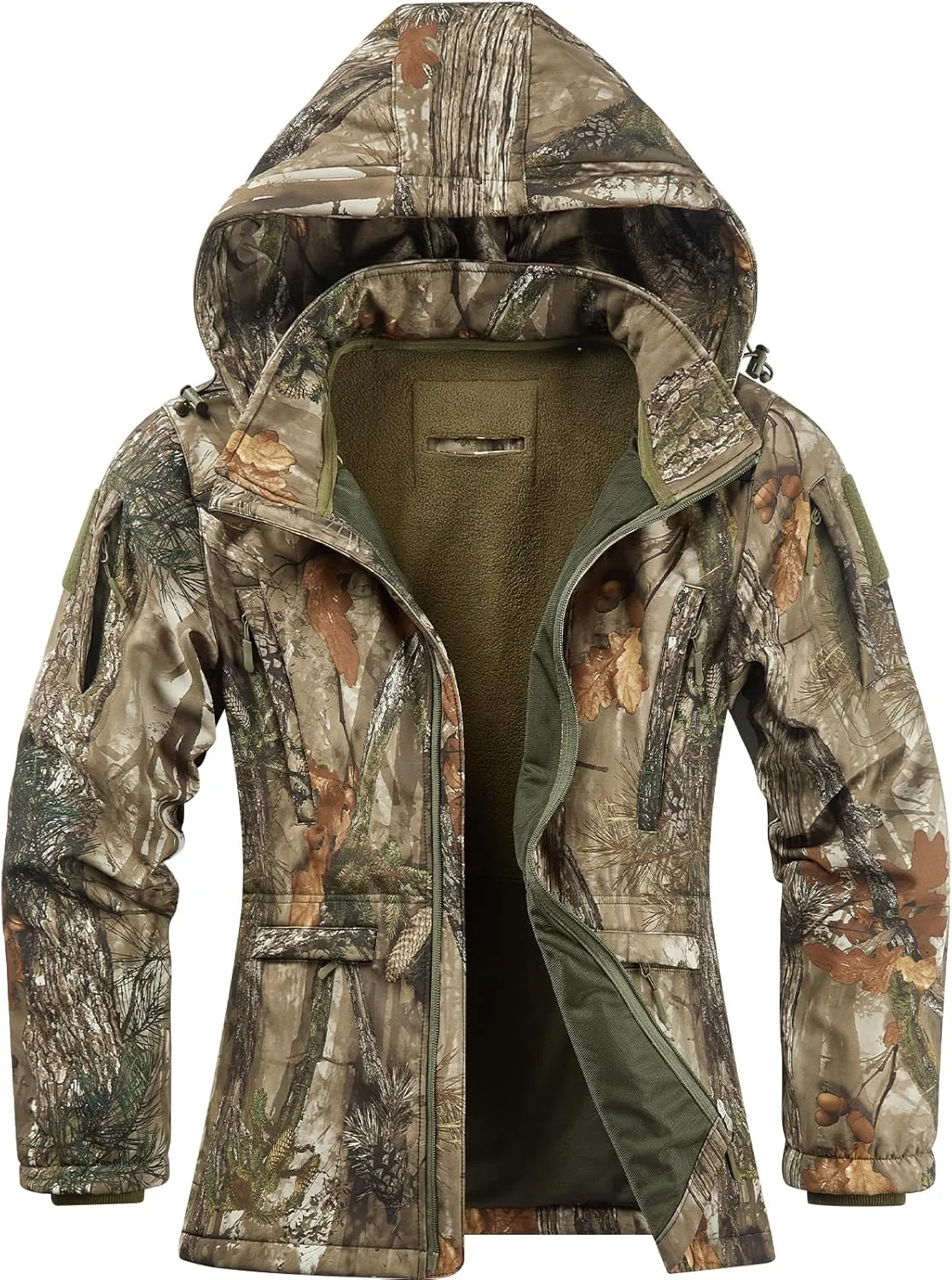 NEW VIEW Womens Hunting Clothes, Upgraded Ultra-Quiet Water Resistant Camo Hunting Jacket for Duck Waterfowl Deer Hunting