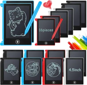 Nezyo 16 Pieces 4.5 Inch Mini LCD Writing Tablet Electronic Doodle Board for Colorful Drawing Tablet Erasable Writing Pad Reusable Learning Gift for Girls Boys (Mix Colors)
