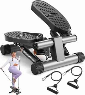Niceday Steppers for Exercise, Mini Stair Stepper with Resistance Bands at Home Workout Equipment with 300LBS Loading Capacity, Hydraulic Fitness Stepper with LCD Monitor