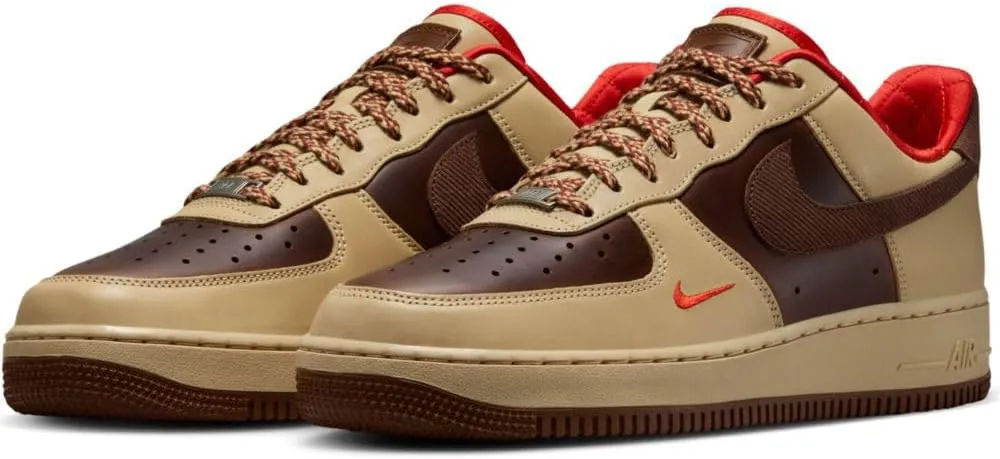 Nike Air Force 1 '07 Men's Shoes (HQ3447-222, Light British Tan/Sesame/Picante Red/Cacao Wow)