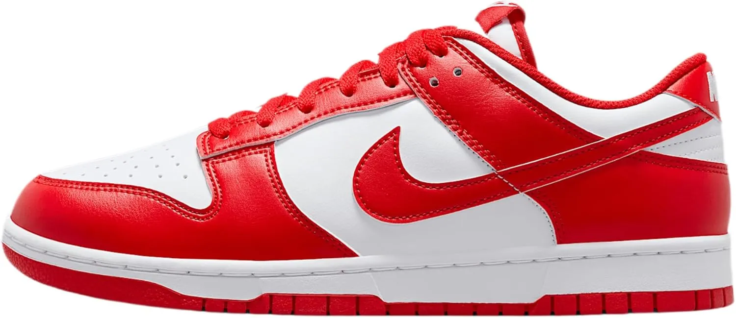 Nike Dunk Low Retro Men's Shoes (HF5441-104, White/White/University Red) Size 11.5