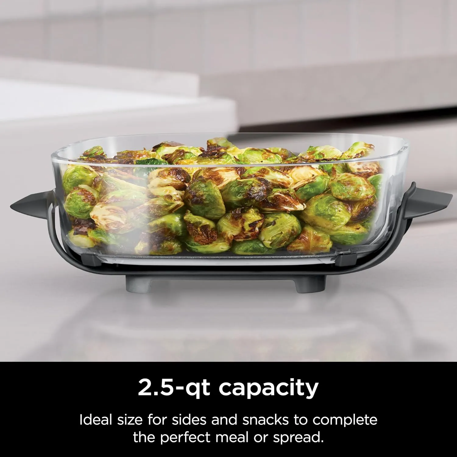 Ninja 2.5 QT TempWare Glass Container with Storage lid, Compatible Crispi Portable Cooking System, Microwave, Freezer and Dishwasher Safe, PFAS Free Glass Cooking Surface