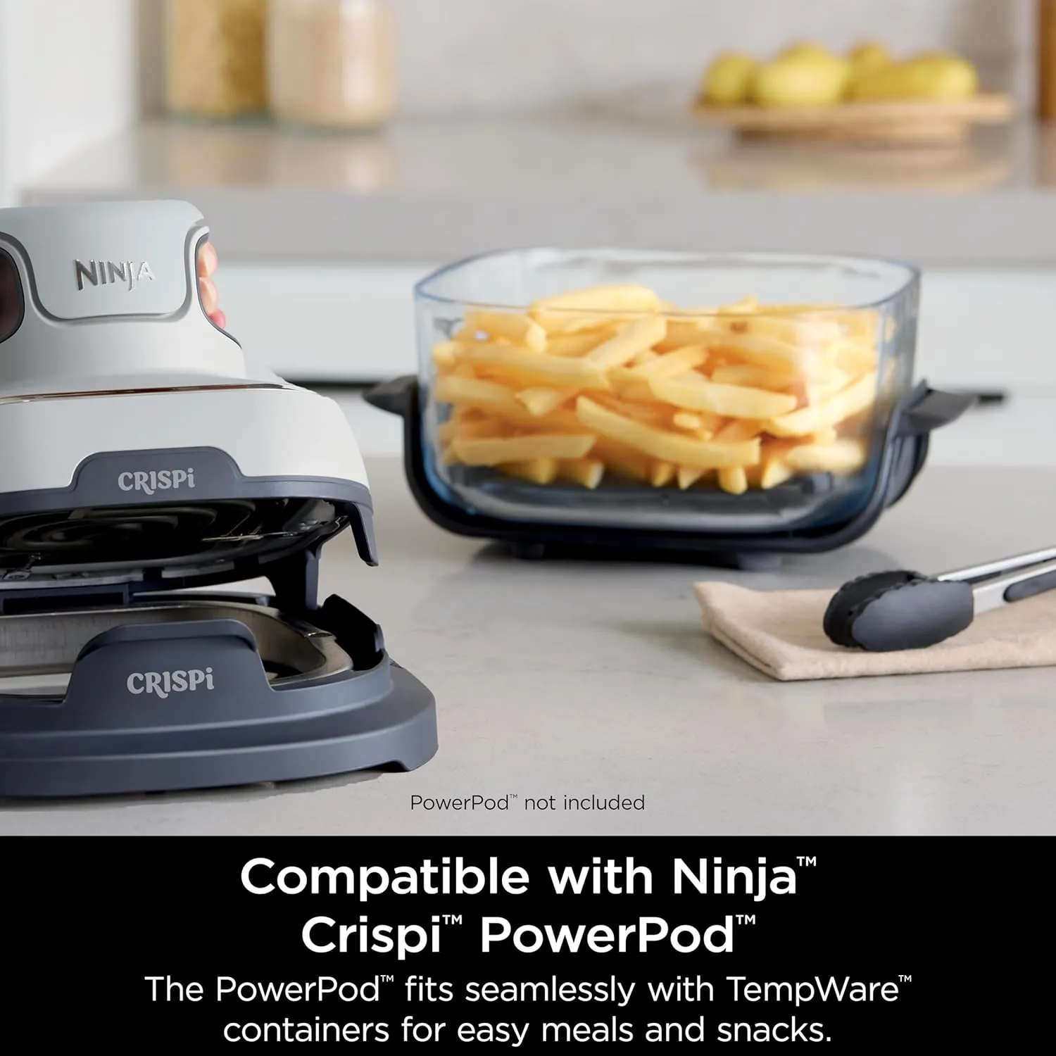 Ninja 2.5 QT TempWare Glass Container with Storage lid, Compatible Crispi Portable Cooking System, Microwave, Freezer and Dishwasher Safe, PFAS Free Glass Cooking Surface