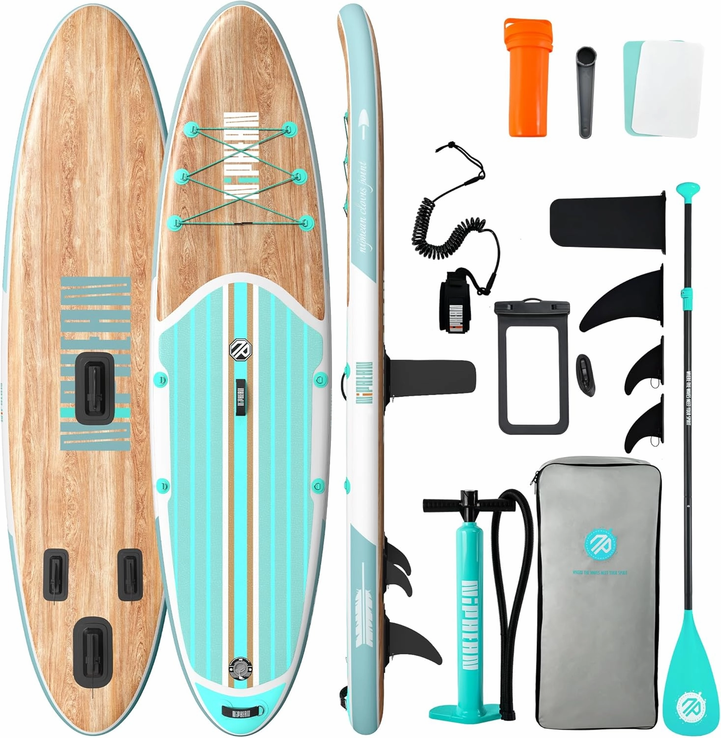 Niphean Inflatable Stand Up Paddle Board with SUP Accessories, Anti-Slip EVA Deck, 10’6’’ Inflatable Paddle Boards for Adults & Youth of All Skill Levels