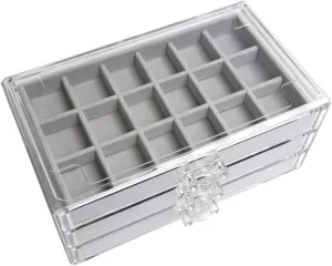 NOLITOY Multi-layer Jewelry Storage Box Acrylic Velvet Earring Organizer Necklace Box Desktop Tidy Elegant Decor