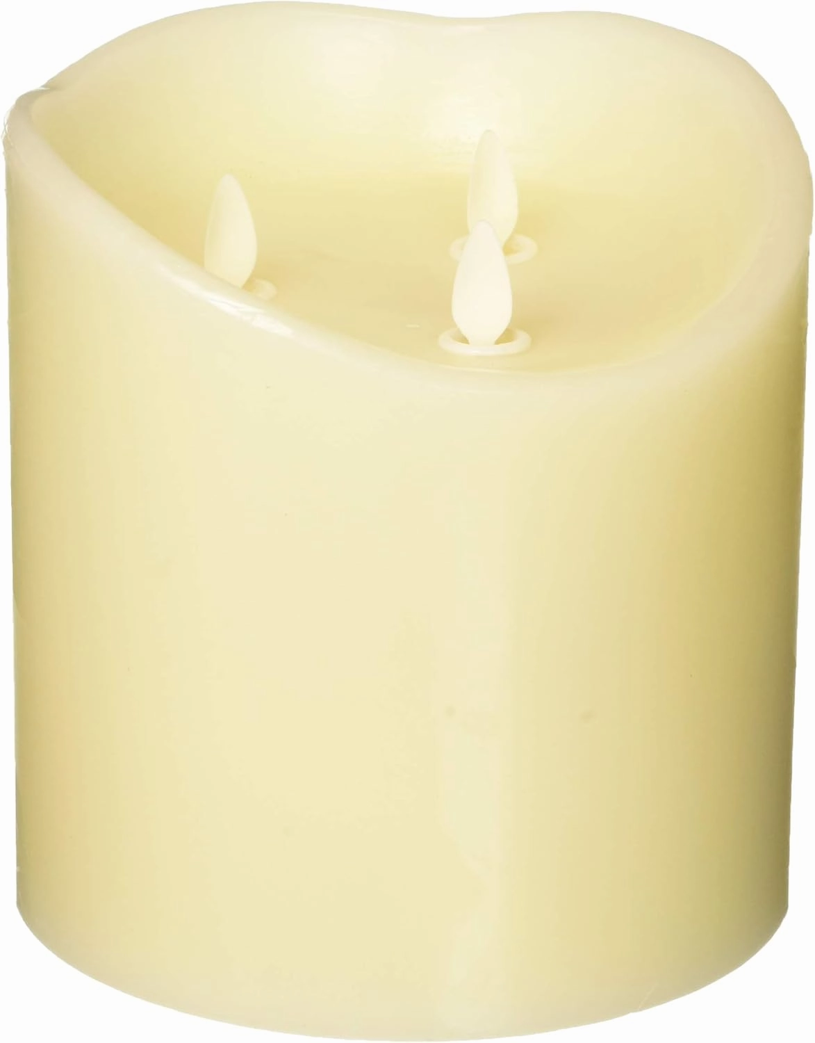 NONNO & ZGF XL-Flameless Wax 6inch High Candle with 3 - Wicks Moving, Led Battery Operated Candles with Remote Control and Timer Function, Ivory