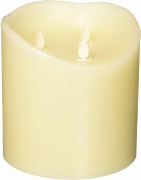 NONNO & ZGF XL-Flameless Wax 6inch High Candle with 3 - Wicks Moving, Led Battery Operated Candles with Remote Control and Timer Function, Ivory