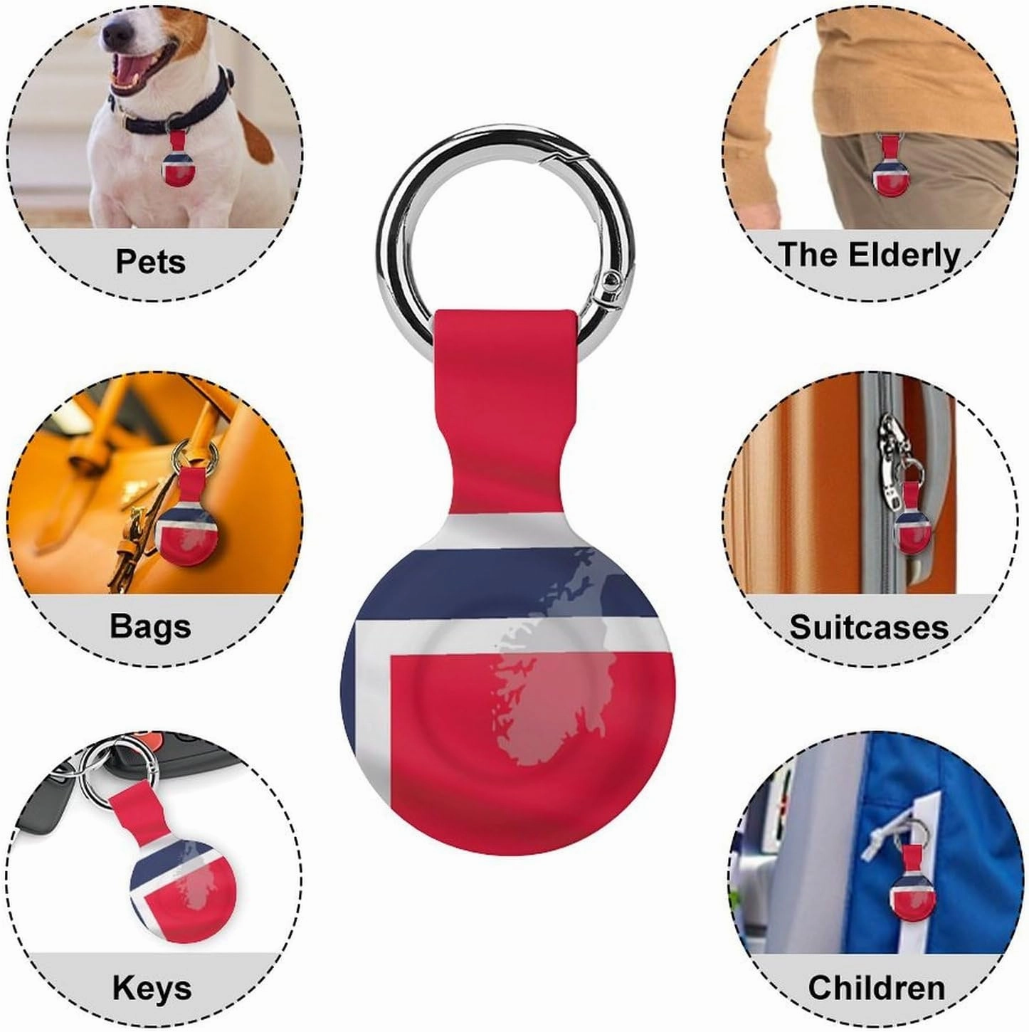 Norway Flag Map Fashion Anti-Scratch Protective Case Cover Compatible with AirTag with Keychain