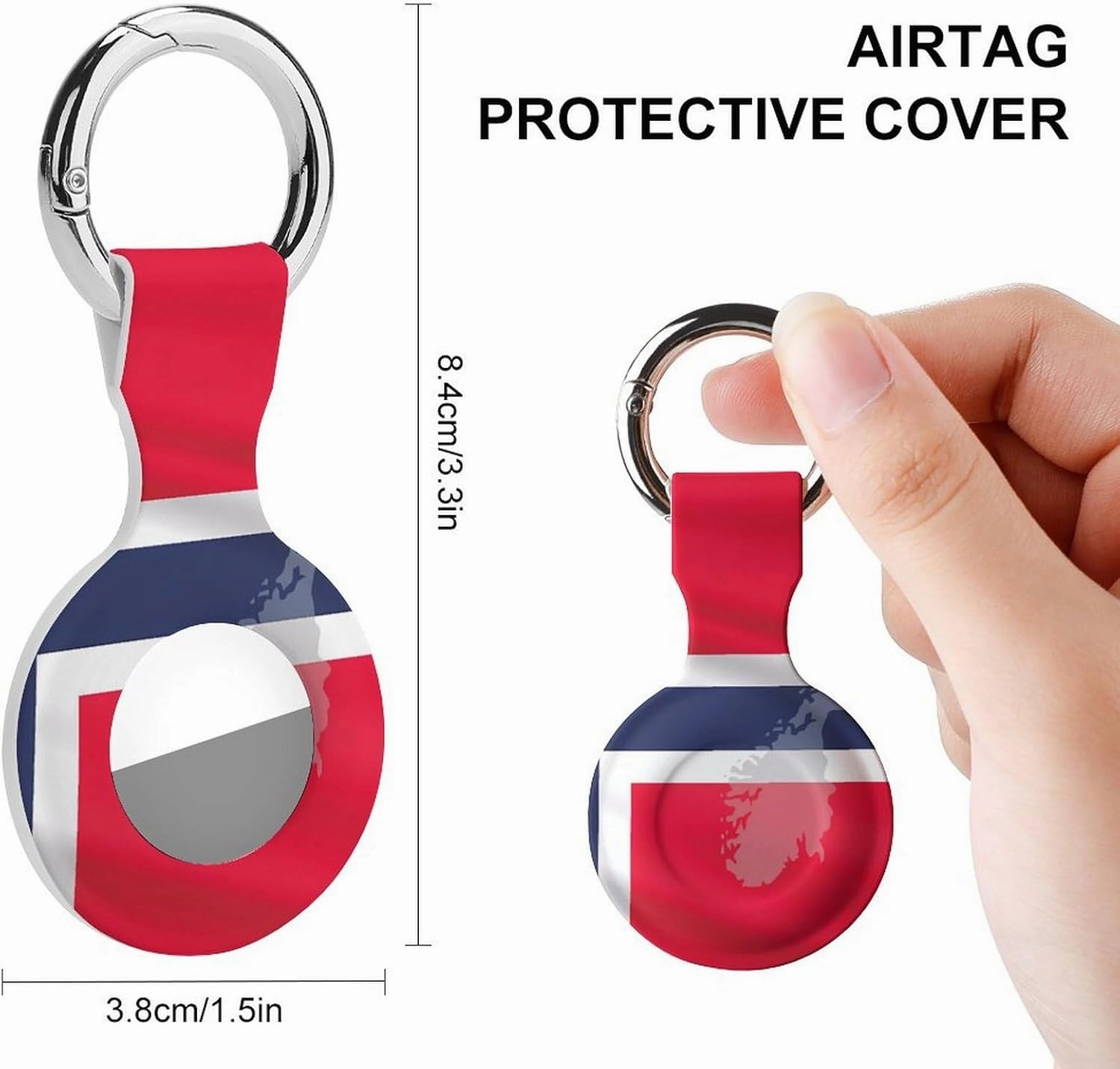 Norway Flag Map Fashion Anti-Scratch Protective Case Cover Compatible with AirTag with Keychain