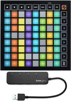 Novation Launchpad Mini MK3 Grid Controller for Ableton Live with 3.0 4 Port USB HUB