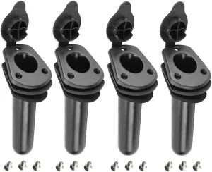 NovelBee 4 Pack of Kayak Deck Plastic Flush Mount Fishing Boat Rod Holders with Cap Cover,Gasket and Mounting Screws