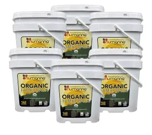 Numanna USDA ORGANIC Family Pack 972 Servings Non-Perishable Meals 25  Years Shelf Life Freeze-Dried Survival Meals, Camping & Hiking Essentials Long Term Meal Portable Flood-Safe Container Pack of 6